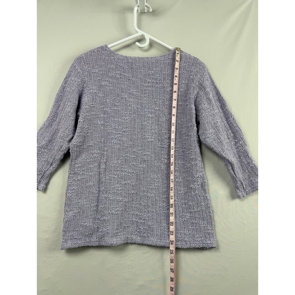 Cut Loose Textured Knit Pullover Sweater Womens XS Linen Blend Top Purple